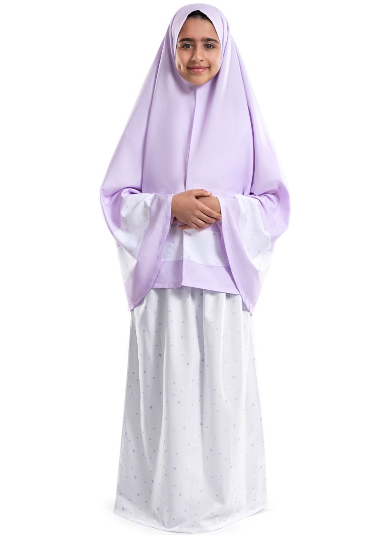 اربن رجز Lilac Stars Islamic Kids Prayer Wear - Image 1