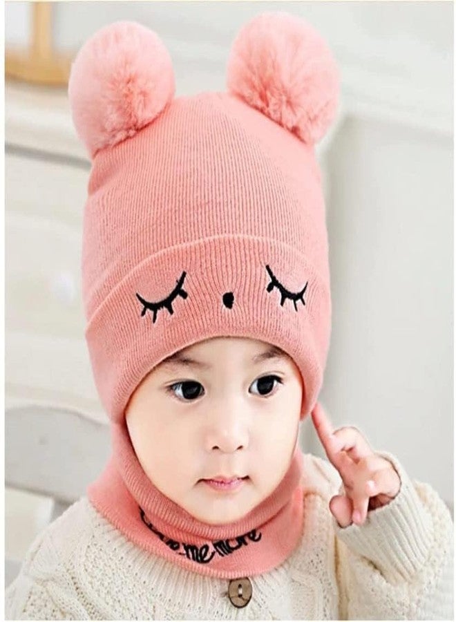 TENDSY Baby Knit Hat Scarf Set Toddler Girls Boys Winter Pom Pom Beanie Cap Neck Warmer (for Age 6 Months to 5 Years) (Pink) - Image 3