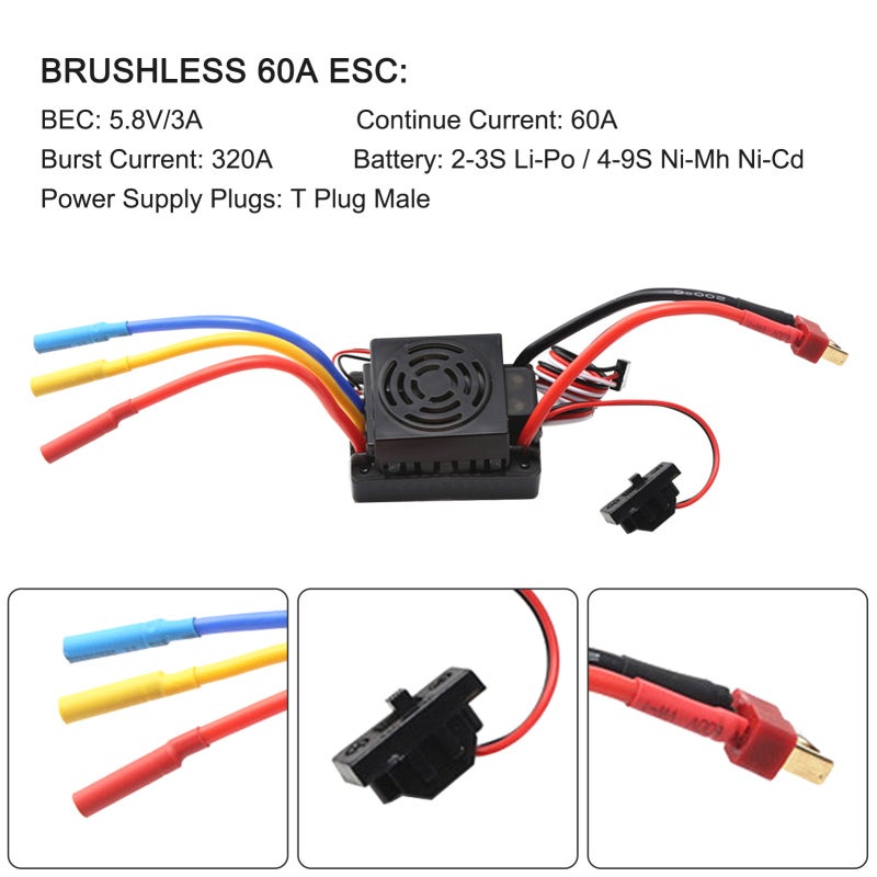 1/10 RC Car Motor 4300KV High Purity Copper Windings - Enhanced Throttle Response 60A ESC for 1/8 1/10 RC Car Enthusiasts - Image 5