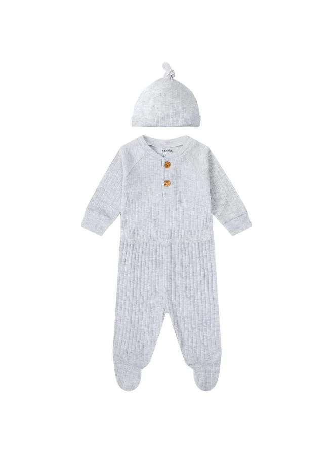 Luna & Lily 3-Piece Ribbed Bodysuit, Footed Pants and Soft Hat Set