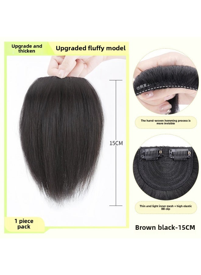Generic Wig Womens Top of Head Reissue Film Simulation Hair Seamless Fluffy Increase in Hair Volume Artifact High Cranial Top Thick Cushion Hair FilmUpgraded thickening [natural black] 15cm Upgraded thickening [natural black] 15cm 