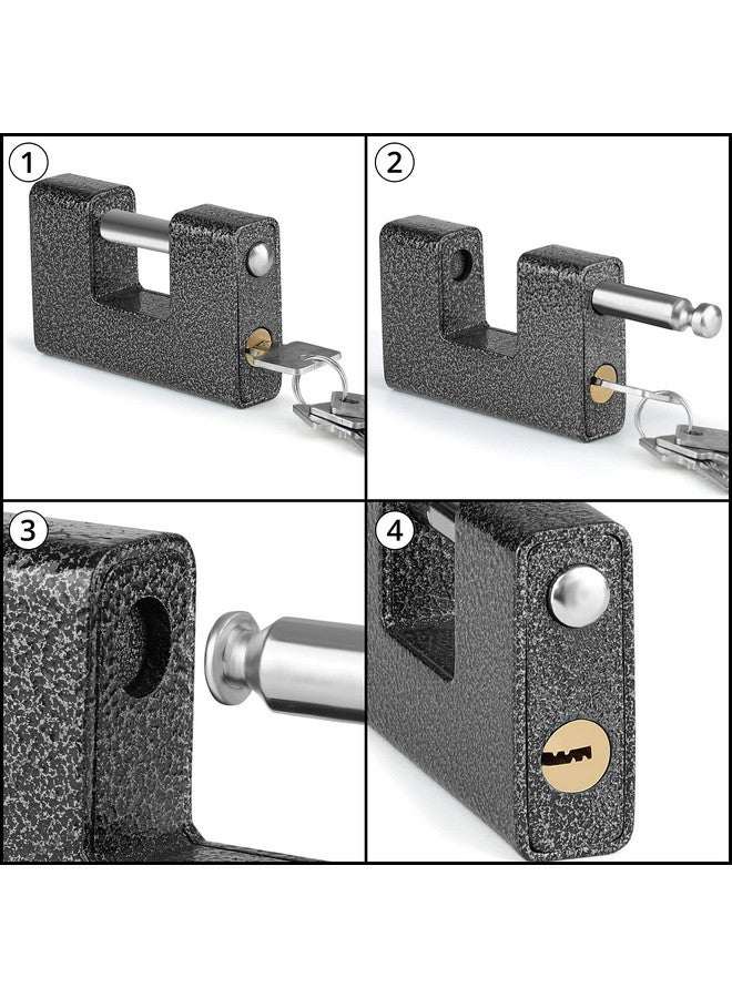 ABOUT SPACE Heavy Duty Padlock with 4 Keys - 814g Hardened Steel Security Padlock with Anti Drill & Pick Cylinder Security Shackle Chain Lock for Garage,Door,Containers,Shutter,Locker,Warehouse,Gates - Image 4