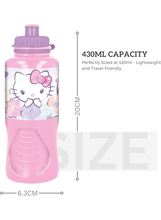 Stor Hello Kitty Ergo Sport Water Bottle for Kids – 430ml BPA-Free Reusable Leak-Proof Drinking Bottle with Flip-Top Lid, Lightweight Ergonomic Design for School, Sports, Travel & Daily Use - Image 2