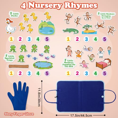Aizweb Felt Board for ToddlersFlannel Board Stories for Preschool Learning ActivitiesKindergarten Classroom Must HavesFive Little MonkeysFive Little DucksDaycare Essentials - Image 5