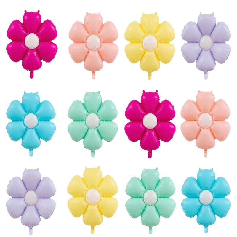 BIEUFBJI 12 Pcs Daisy Balloons Colorful Daisy Flower Theme Party Supplies Aluminum Foil Balloons for Birthday Wedding Baby Shower Decor - Image 2