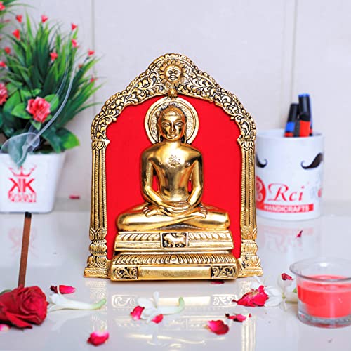 KridayKraft Metal Mahavir Swami Statue for Table & Wall Hanging Decorative for Home,Office,Gift for Having House Warming,Mahvir Swami Idol Showpiece Figurines..., Gold - Image 1