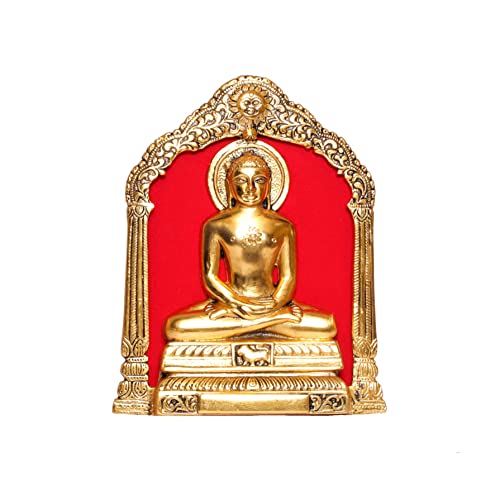 KridayKraft Metal Mahavir Swami Statue for Table & Wall Hanging Decorative for Home,Office,Gift for Having House Warming,Mahvir Swami Idol Showpiece Figurines..., Gold - Image 2