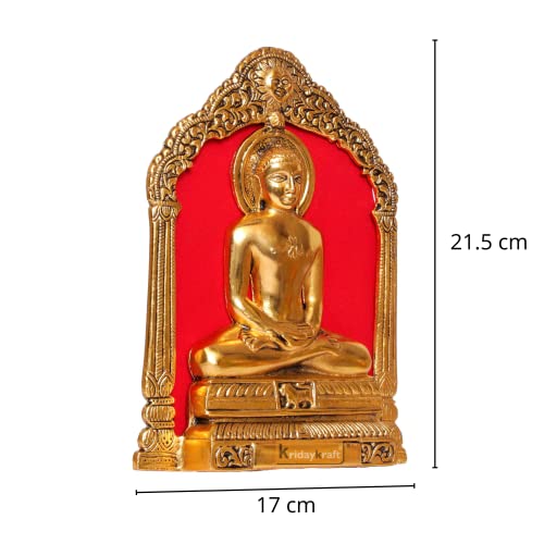 KridayKraft Metal Mahavir Swami Statue for Table & Wall Hanging Decorative for Home,Office,Gift for Having House Warming,Mahvir Swami Idol Showpiece Figurines..., Gold - Image 3