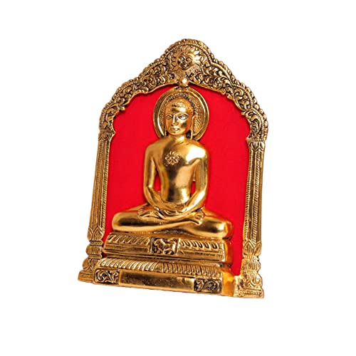 KridayKraft Metal Mahavir Swami Statue for Table & Wall Hanging Decorative for Home,Office,Gift for Having House Warming,Mahvir Swami Idol Showpiece Figurines..., Gold - Image 5