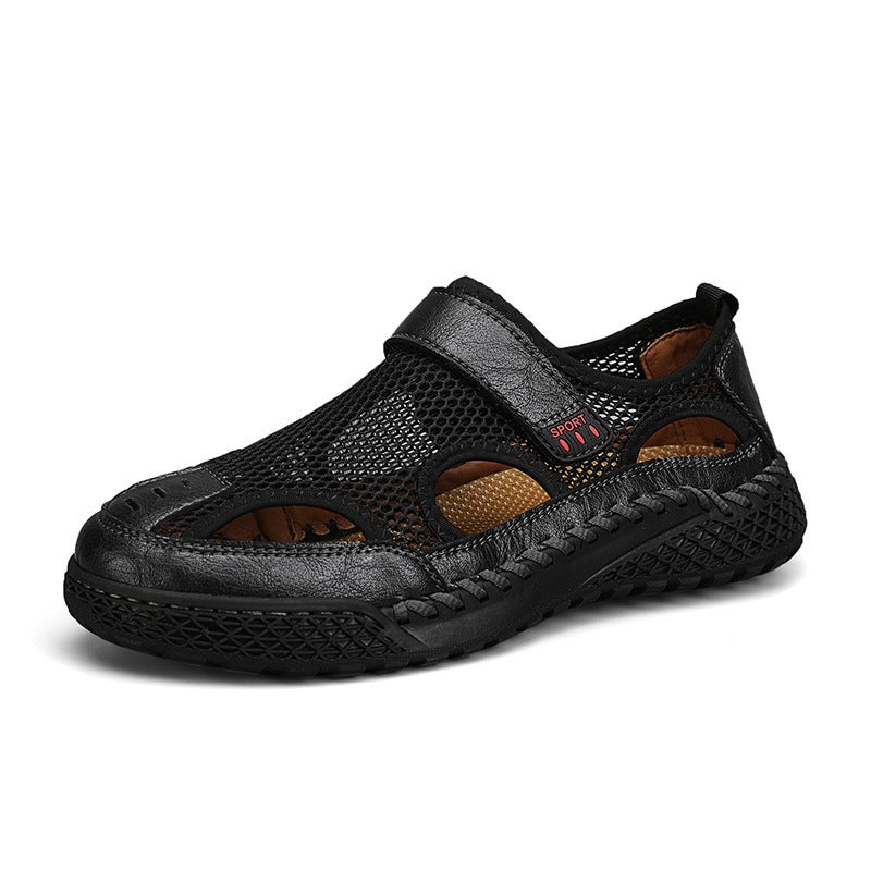 2024 Popular Summer Men'S Toe-Toe Sandals, Breathable New Versatile Large Size Beach Shoes, Hollow Mesh Shoes - Image 1