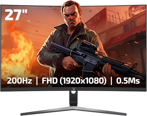 GAMEPOWER T50 27 Inch 1500R Curved Gaming Monitor, 200Hz 1080p Display, Full HD, 0.5ms Response Time, VA Panel, FreeSync, HDR, 125% sRGB, RGB Backlight, Dual Speakers, Zero Frame, HDMI/DP - Image 1