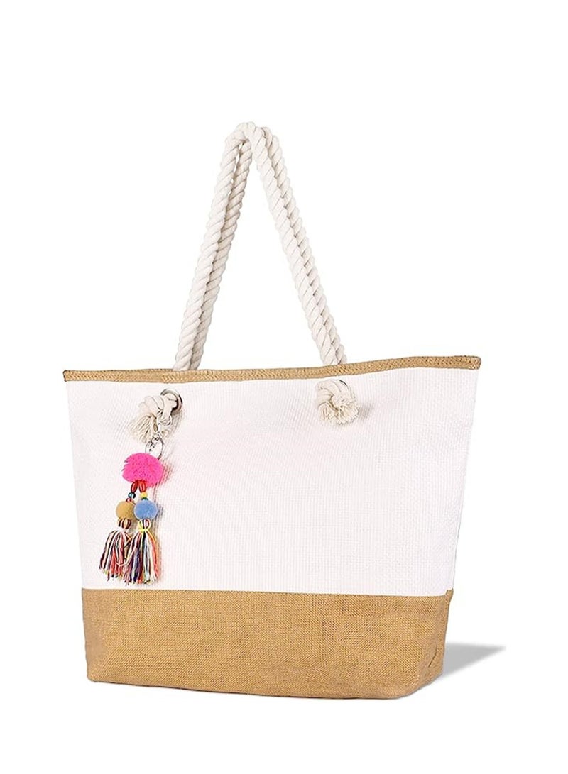 KASTWAVE Straw Tote Bag, Women Large Boho Mesh Straw Beach Tote Bag, Sandproof Waterproof for Swim, Travel, Gym and Beach Holiday - Image 1