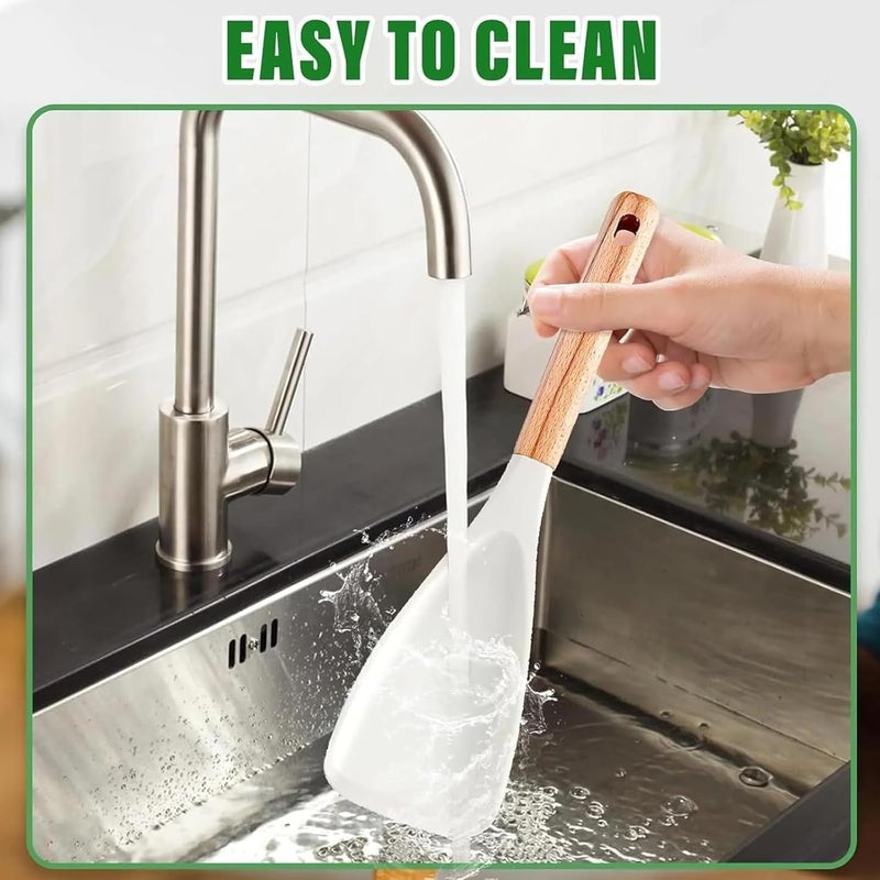 ملعقة أرز من السيليكون غير اللاصق بسيطة على شكل منقار بطي أزرق (أزرق) - Image 5