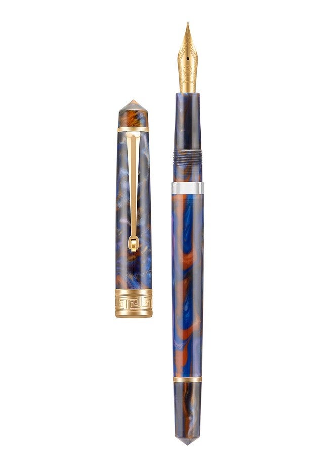 Asvine P20 Piston Fountain Pen Purple Resin, Iridium Extra Fine Nib Gold Trim Business Signature, Smooth Writer Collection with Case Set - Image 1