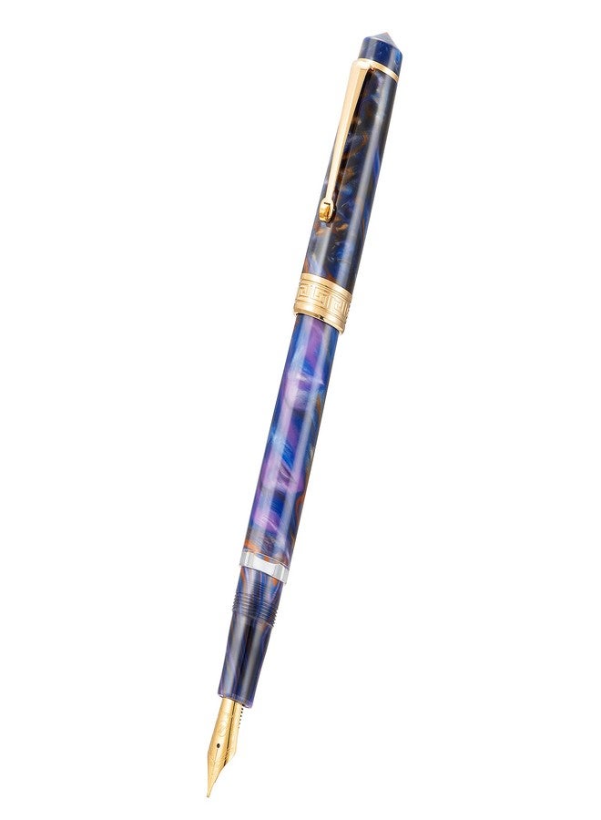 Asvine P20 Piston Fountain Pen Purple Resin, Iridium Extra Fine Nib Gold Trim Business Signature, Smooth Writer Collection with Case Set - Image 3