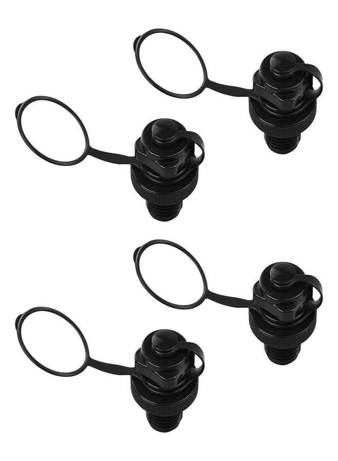 Flylin 4Pcs Inflatable Boat Air Valve, Boat Spiral Air Plugs Black One-Way Inflation Replacement Screw, Plastic Tube Valve Replacement for Inflatable Raft Boat Kayak (23mm) - Image 1