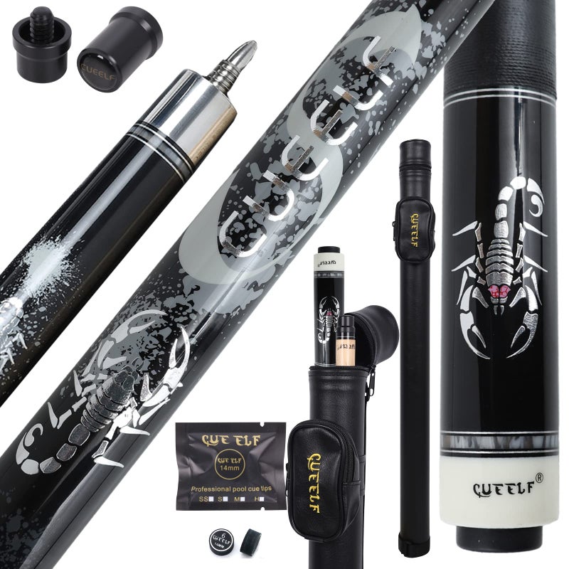 CUEELF Pool Cue Stick,Billiard Cue Sticks with Hard Case Low Deflection Shaft Professional Billiard Pool Cues Sticks 19.5-21 oz Cue Stick - Image 1