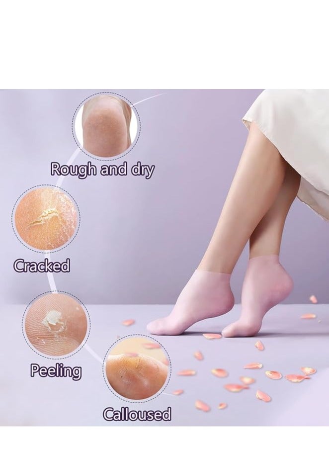 Silicone Socks Gel Foot Skin Care Moisturizing Socks, Protective Heel Anti-crack Socks Waterproof Beach Socks For Remove Calluses Corns Dry Or Cracked Foot Skin M Pink - Image 3