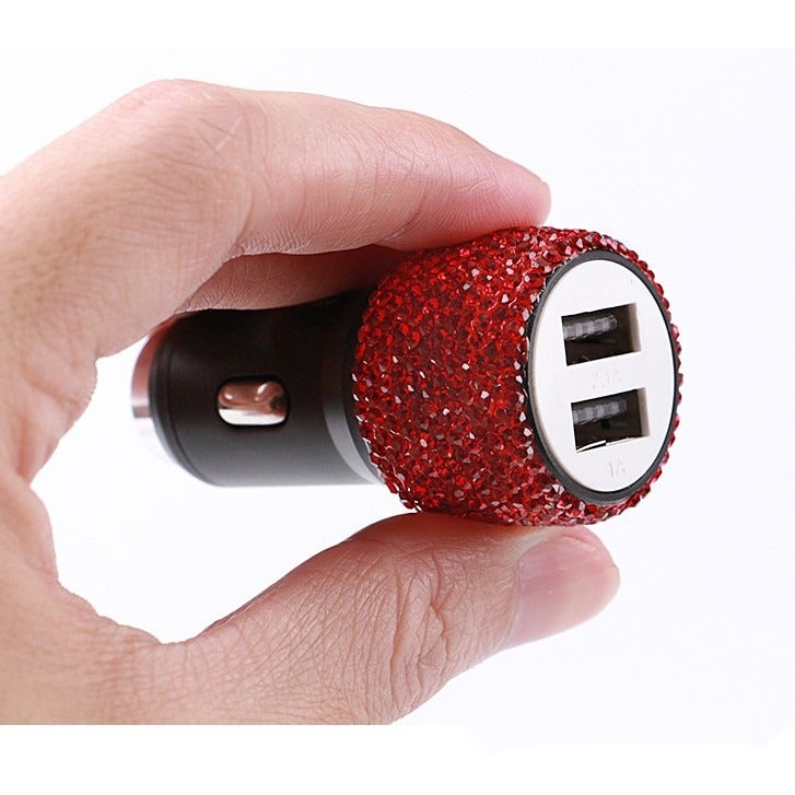 Luxury Diamond-Encrusted Car Charger with Dual USB Ports - Image 3