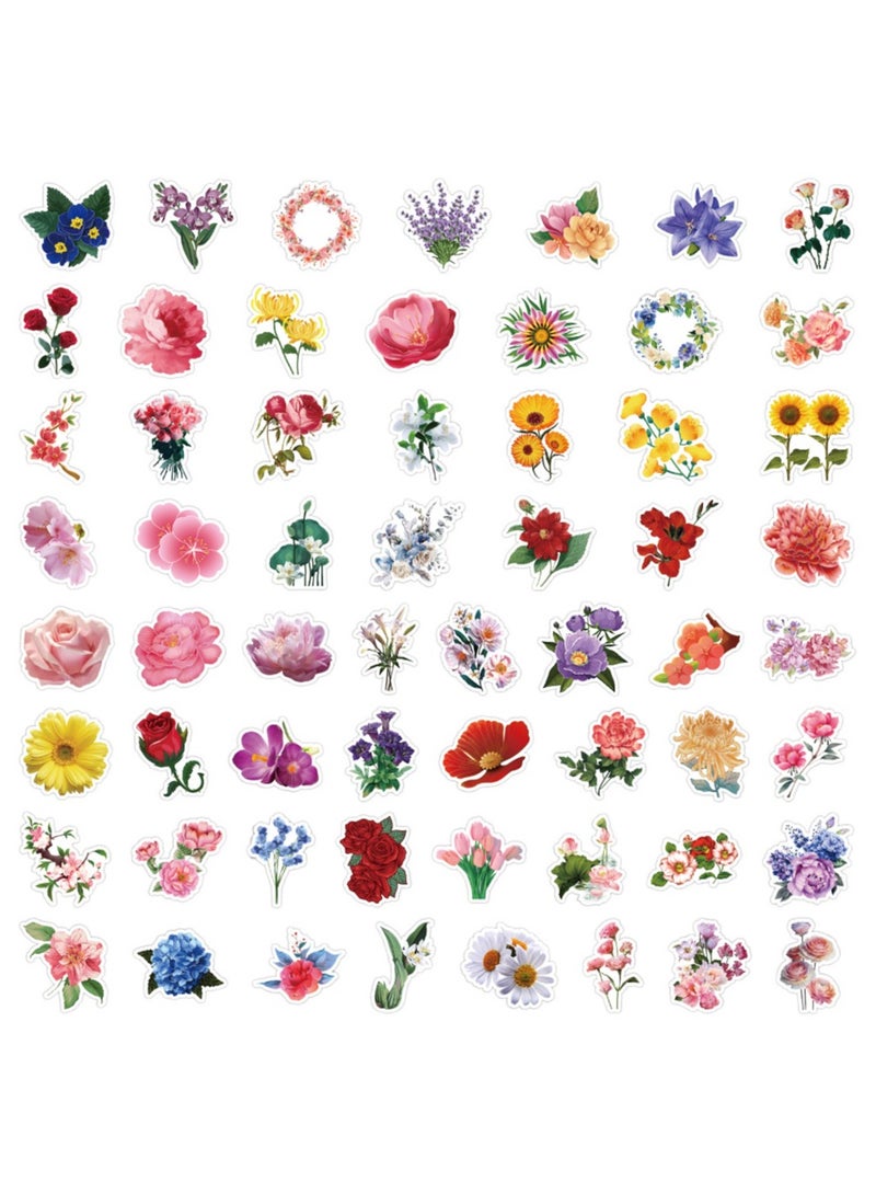 قوس قزح أورينبو 50 قطعة من ملصقات الزهور المصنوعة من الفينيل المقاومة للماء لزجاجات المياه والكمبيوتر المحمول ودفتر القصاصات والأمتعة والهواتف المحمولة والخوذات وهدايا الحفلات - Image 2