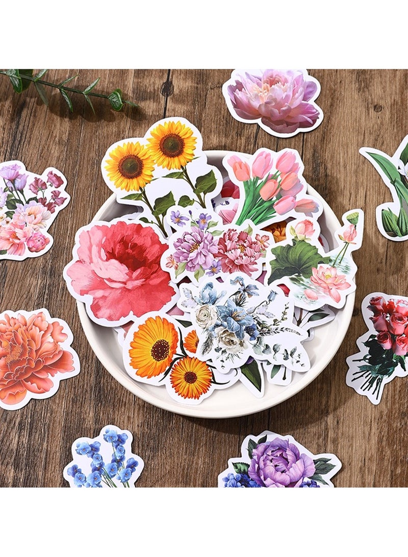 قوس قزح أورينبو 50 قطعة من ملصقات الزهور المصنوعة من الفينيل المقاومة للماء لزجاجات المياه والكمبيوتر المحمول ودفتر القصاصات والأمتعة والهواتف المحمولة والخوذات وهدايا الحفلات - Image 4