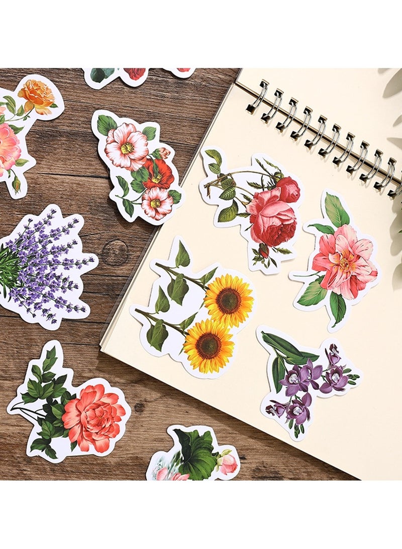 قوس قزح أورينبو 50 قطعة من ملصقات الزهور المصنوعة من الفينيل المقاومة للماء لزجاجات المياه والكمبيوتر المحمول ودفتر القصاصات والأمتعة والهواتف المحمولة والخوذات وهدايا الحفلات - Image 3