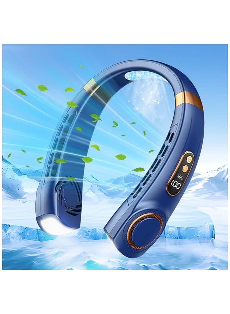 general Neck Air Cooler, Necomi 4000mAh Portable Neck Fan with borneol Cooling Airflow Bladeless USB Neck Fans Portable Recharge with 5 Speeds, LED Display, Personal Fan for Outdoor Travel Indoorï¼Blueï¼ - Image 1