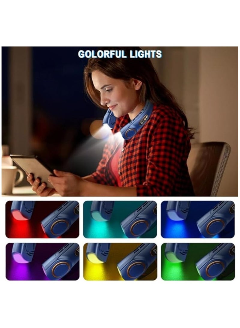 general Neck Air Cooler, Necomi 4000mAh Portable Neck Fan with borneol Cooling Airflow Bladeless USB Neck Fans Portable Recharge with 5 Speeds, LED Display, Personal Fan for Outdoor Travel Indoorï¼Blueï¼ - Image 5