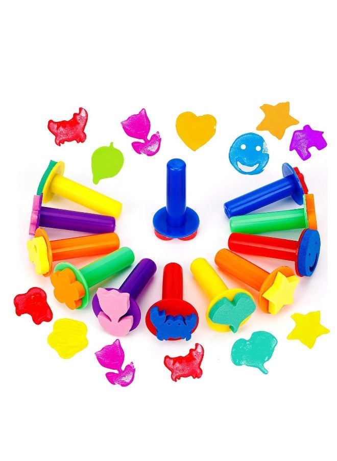 Generic - 42Pcs Kids Paint Sponges Including 30 Craft Sponge Painting Shapes 12 EVA Sponge Stamper, Early Learning Finger Paint Sponge Brushes Foam Art Drawing Tools - Image 1