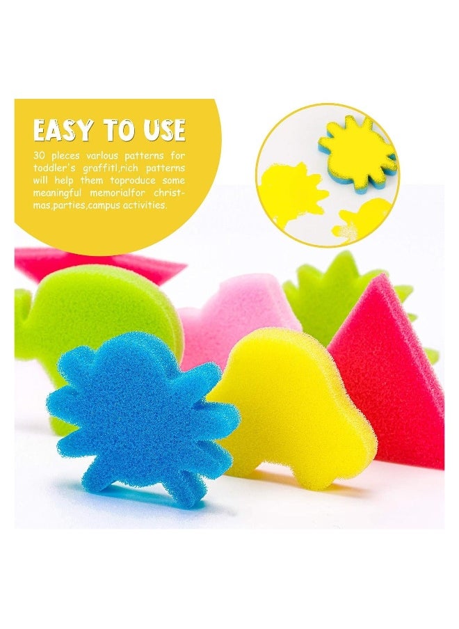 Generic - 42Pcs Kids Paint Sponges Including 30 Craft Sponge Painting Shapes 12 EVA Sponge Stamper, Early Learning Finger Paint Sponge Brushes Foam Art Drawing Tools - Image 1