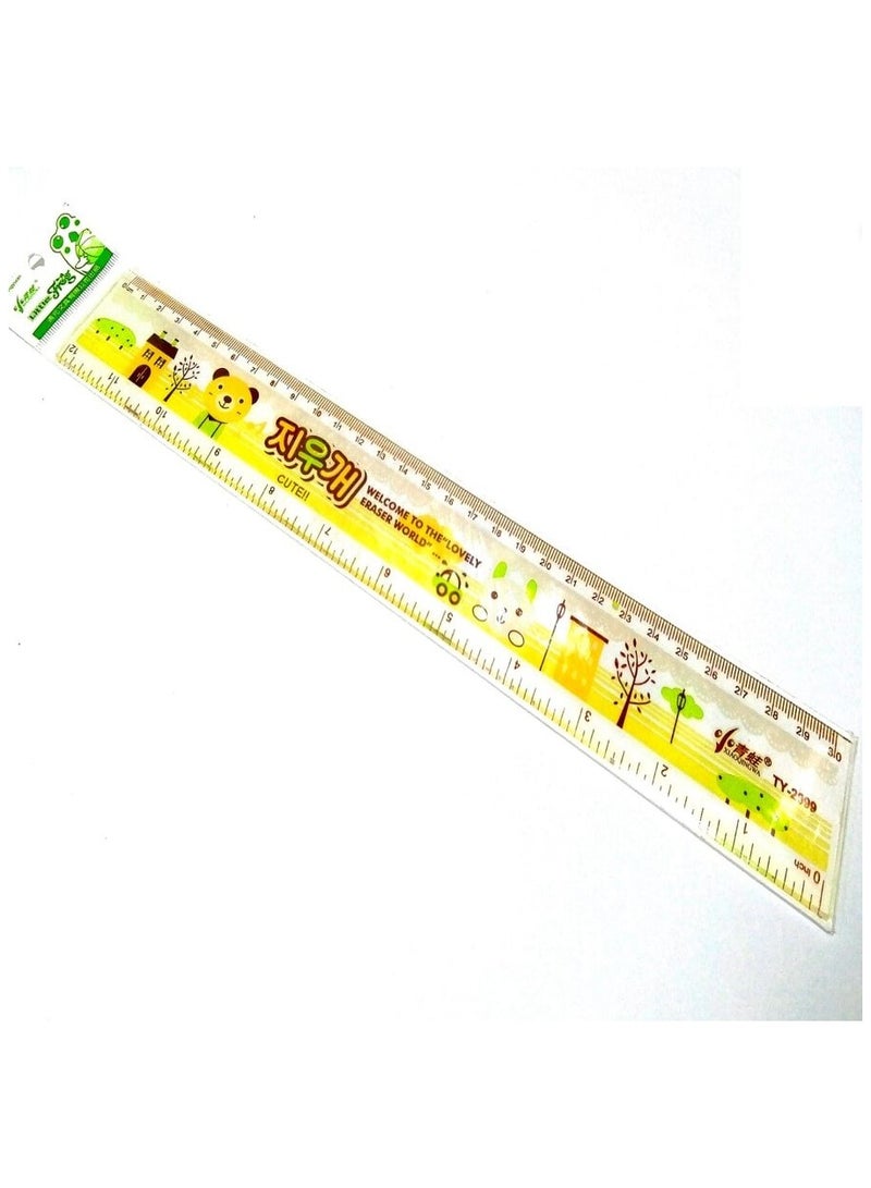 3 pieces -straight plastic ruler 30 cm, multicolor - Image 3