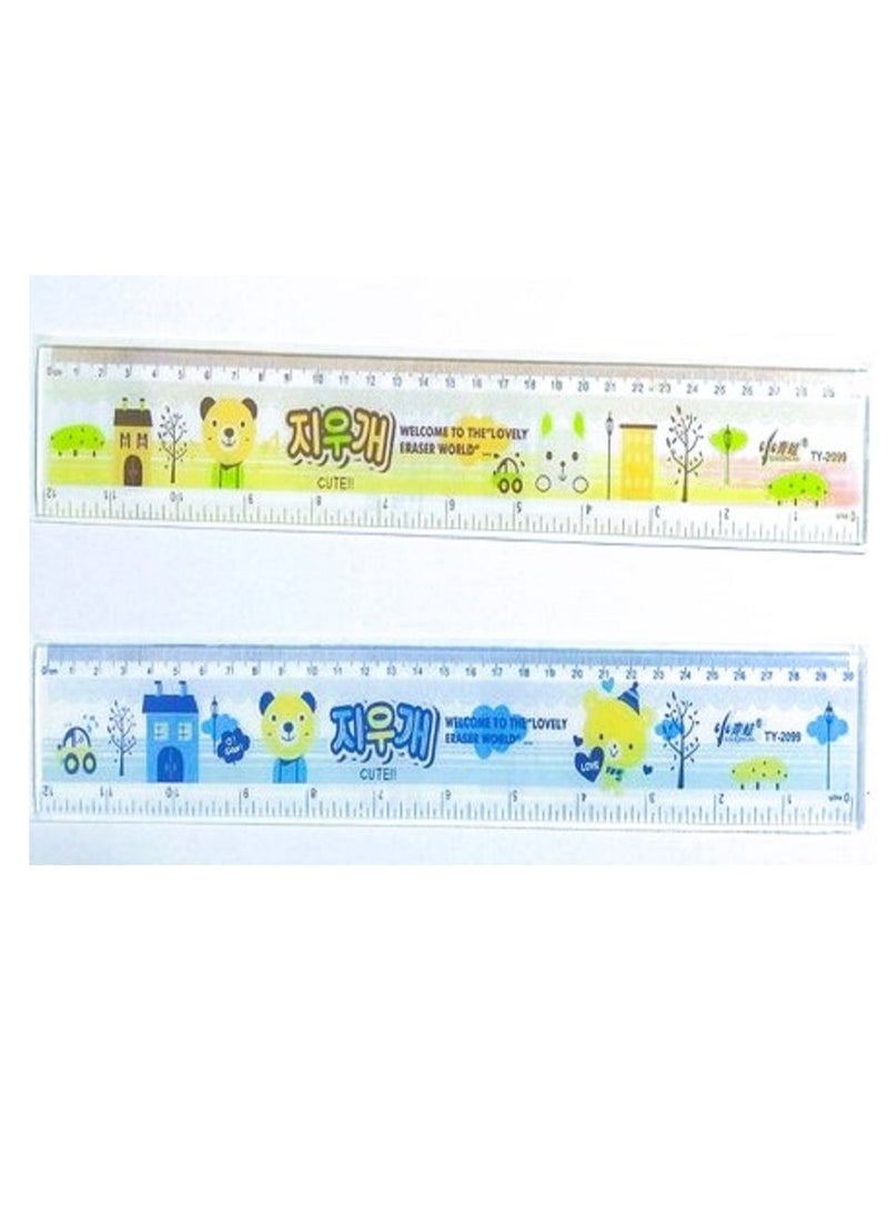 3 pieces -straight plastic ruler 30 cm, multicolor - Image 2