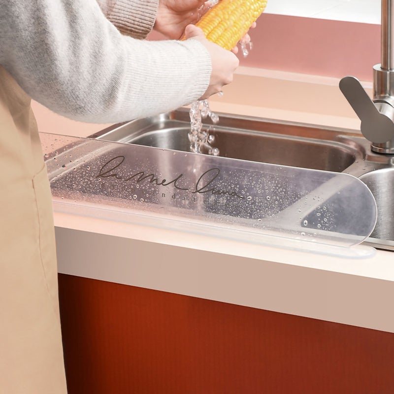 Kitchen Sink Splash Guard Reusable Strong Adhesion Plastic Sink Splatter Guard for Dishes Vegetables Washing Elegant - Image 2