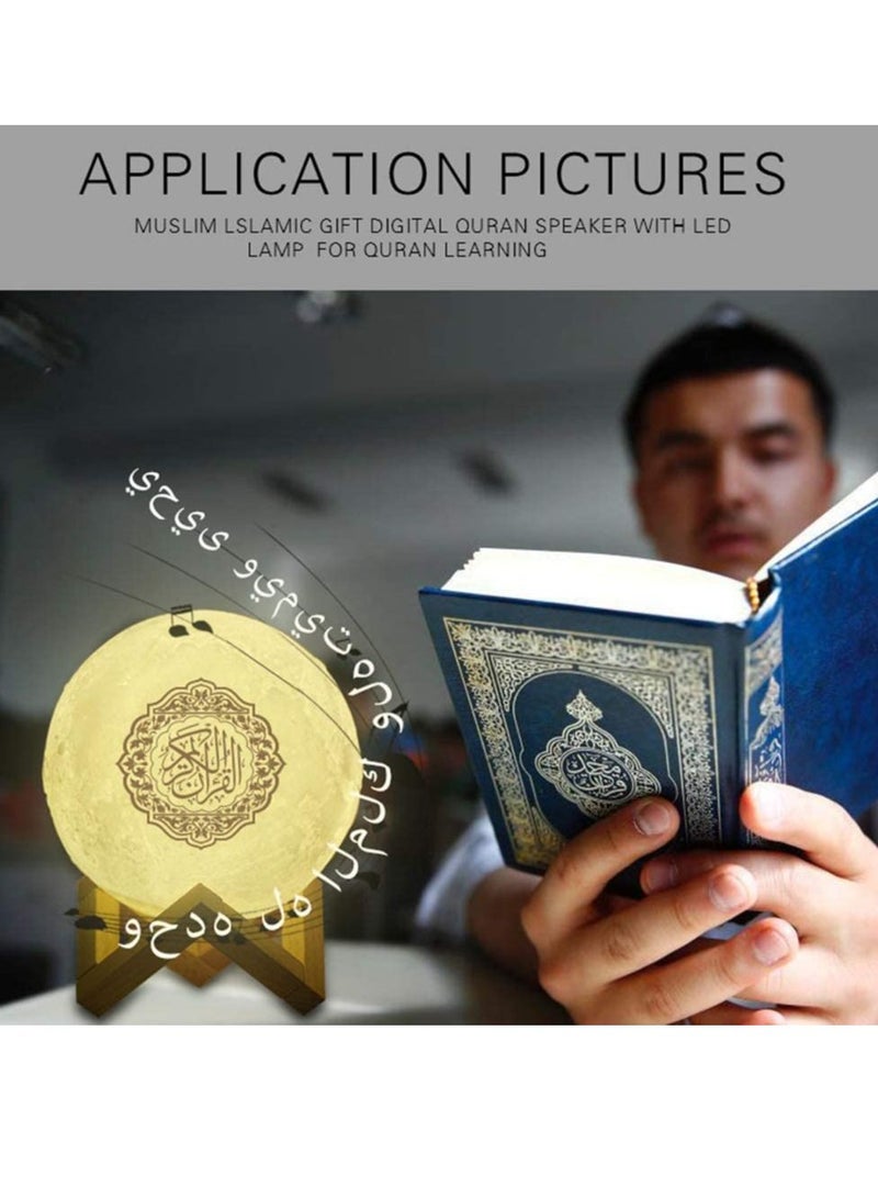 Mood Lights,Quran Touch Moon Lamp 3D Printed Moon Light Night Light with Remote Control, Lighting Reciter LED Lamp Portable Quran Bluetooth Speaker For Home Decoration,Gifts for Friendsh - Image 3
