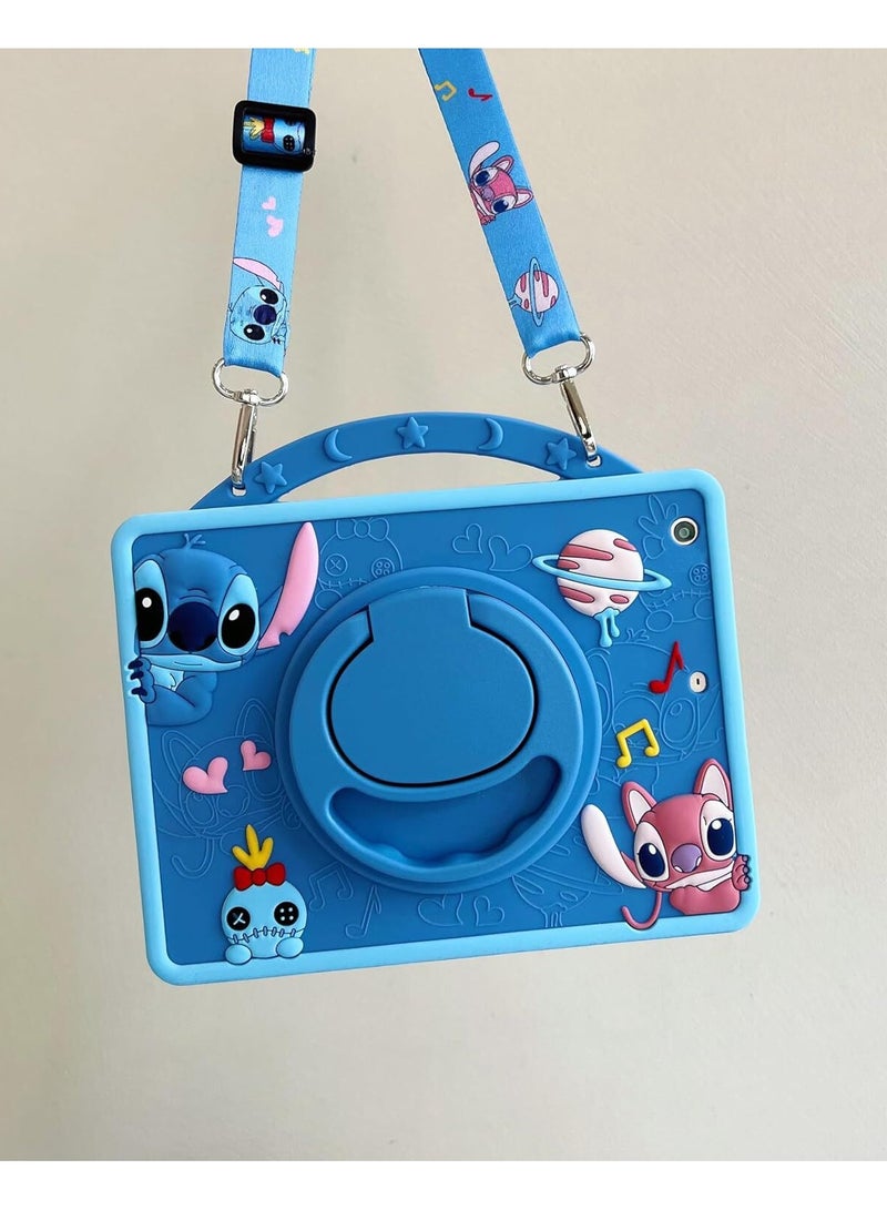 VKL Compatible with Samsung Galaxy Tab A9 plus Case : with Pencil Holder & Shoulder Strap, Soft Silicone Multi-Angle Kids Cover for (blue) - Image 1