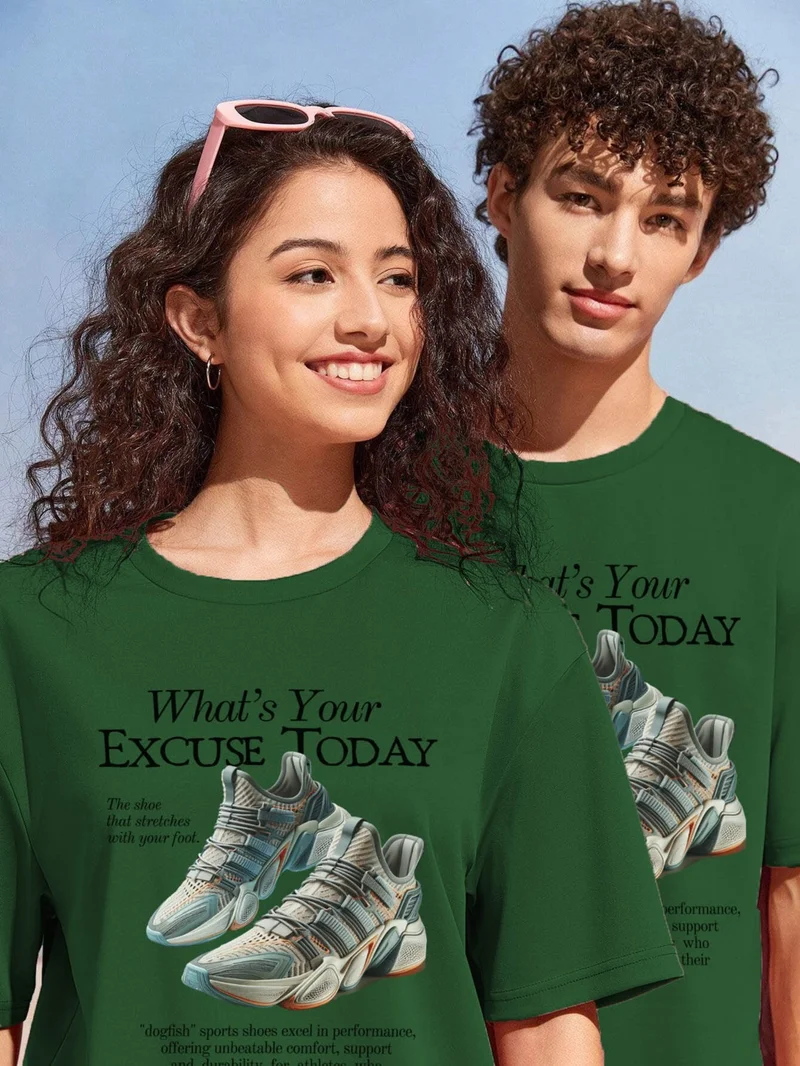 DogFish Couple Lover Combination Oversize 90S Style Shoes Nostalgia Poster Design Printed T-Shirt Pack of 2