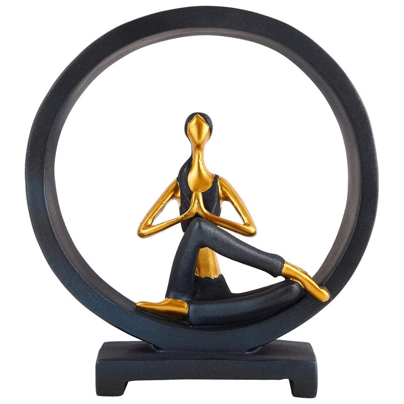 Yagzon Yoga Posture Showpiece Statue Sculptured Lady Poly Resin Figurine for Yoga Studio Relaxation Corner Fitness Room Unique Rakshabandhan Rakhi Gift for Brother Sister Yoga Art - Image 1
