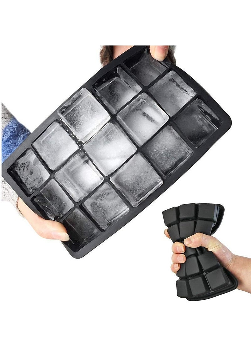 2pcs Silicone Ice Cube Trays with No Leaking Lid, Easy Release and Flexible 15 Cavities Square Ice Cube Mold, Set of 2, No Odors and Stackable - Image 2