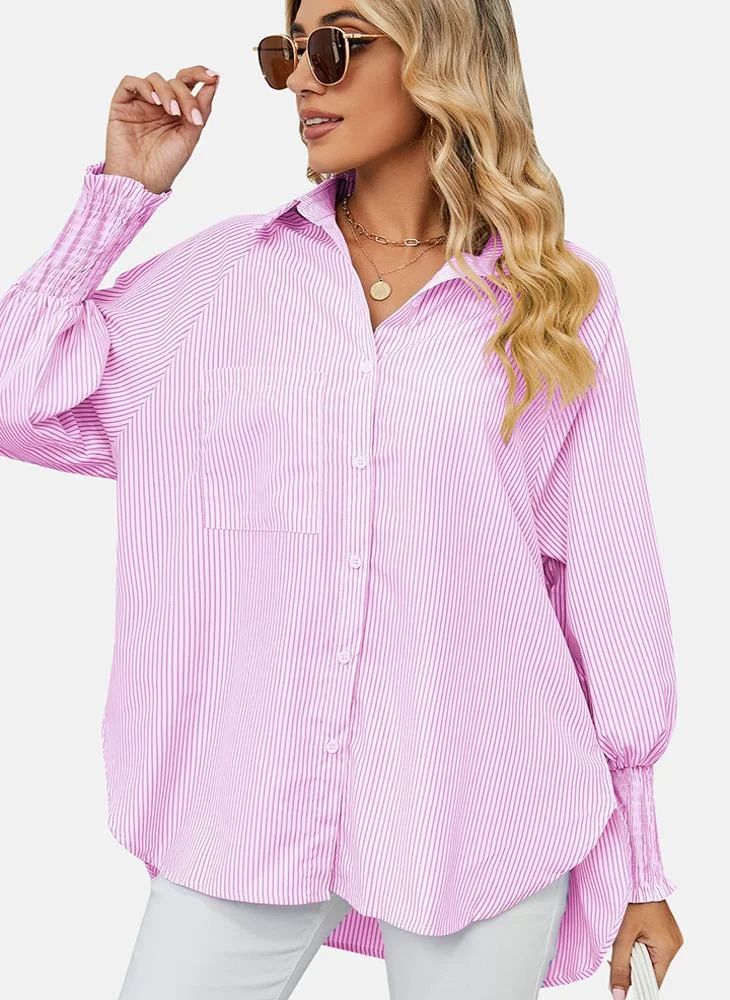 يونيكي Pink Striped Regular Fit Shirt