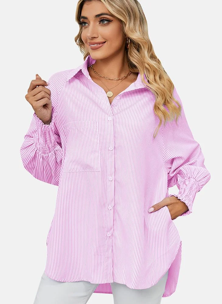 يونيكي Pink Striped Regular Fit Shirt