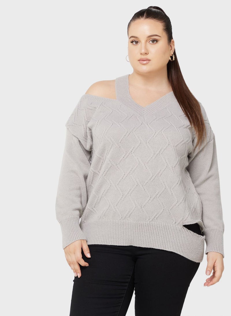 Ella Plus Cutout Strap Detail Sweater  - Image 1