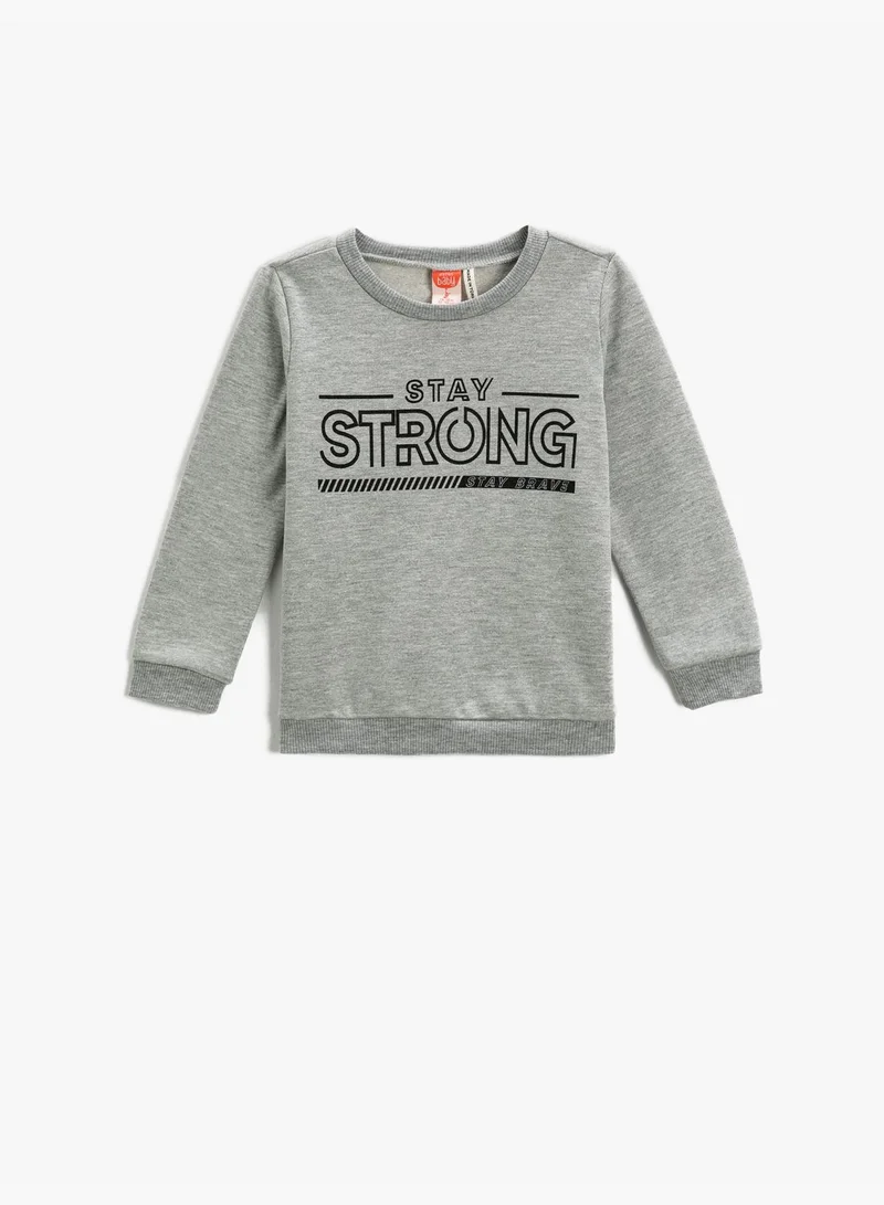 كوتون Printed Sweatshirt Long Sleeve Crew Neck