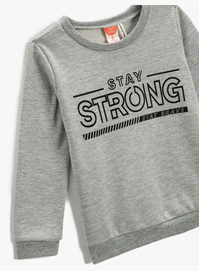 كوتون Printed Sweatshirt Long Sleeve Crew Neck