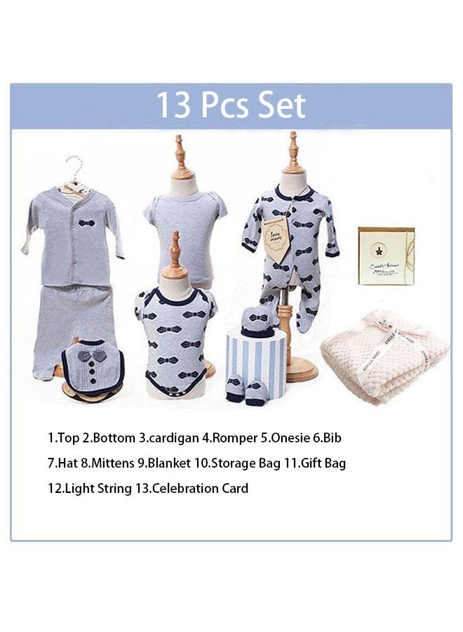 Hanayo طقم هدايا للأطفال حديثي الولادة 13 قطعة - طقم ملابس أطفال ناعمة للغاية - طقم ملابس وإكسسوارات لهدايا استحمام الأطفال حديثي الولادة - طقم هدايا للأطفال حديثي الولادة من 0-3 أشهر للبنات والأولاد (كحلي) - Image 2
