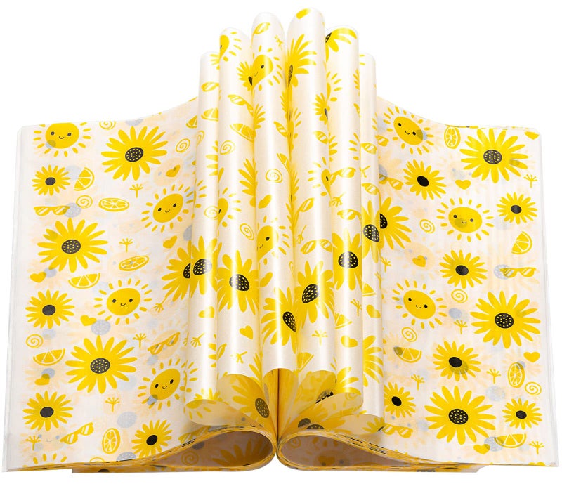 KVCSYAW Sunflower 100 Pcs Wax Paper Sheets  Food Wrap Deli Wraps Picnic Liners 