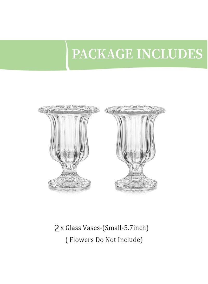 Set of 2 Small Pedestal Flower Vases Footed Urn for Flowers, Dining Table Decoration - Image 3