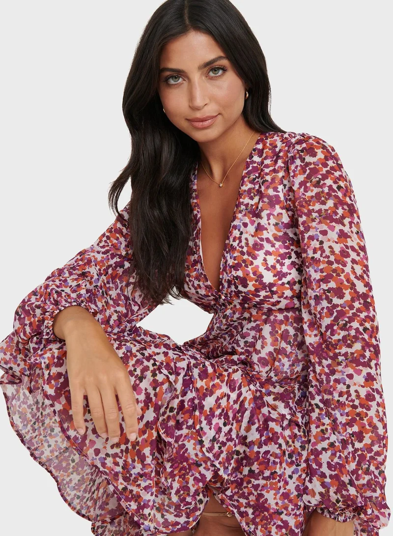 PRETTY LAVISH Ruffle Midi Dress