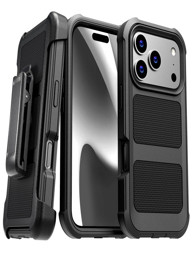 ROME TECH Designed for iPhone 17 Pro Max Case with Belt Clip Holster, Kickstand Slim Cover Phone Case for iPhone 17 Pro Max - Black - Image 1