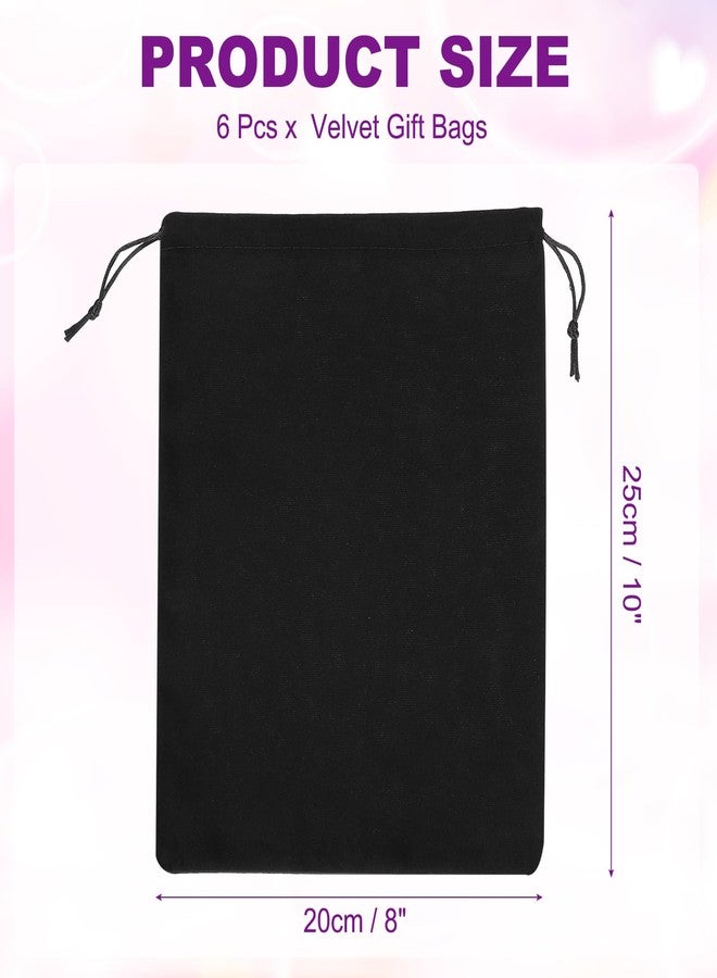 PATIKIL 6 Pcs Velvet Drawstring Bags, 8 x 10 Inch Large Velvet Cloth Jewelry Gift Pouches with Drawstring, Favor Candy Bag Dust Bag for Wedding Birthday Party Christmas, Black - Image 2