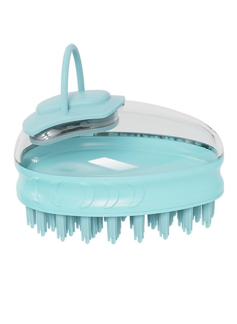 SYOSI Dog Cat Pet Bath Brush Comb,  Silicone Rubber Dog Grooming Brush, Silicone Puppy Massage Brush Hair Fur Grooming Cleaning Brush Soft Shampoo Dispenser Dog shower brush (Blue) - Image 1